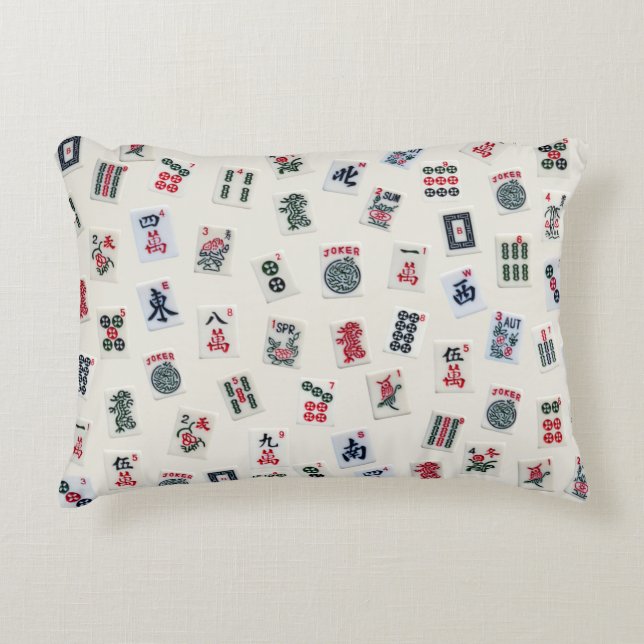 MahJongg game  tiles symbols design  Decorative Cushion (Front)