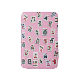 MahJongg tiles design on light pink Bath Mat