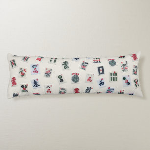 MahJongg tiles symbols design on badge  Body Cushion