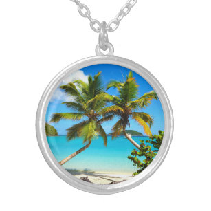Maho Bay Beach Palm Trees - St John Necklace
