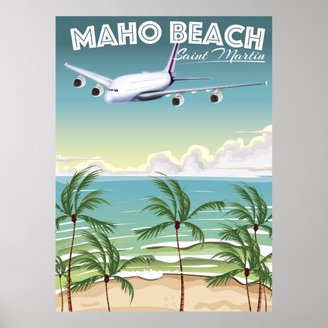Maho Beach Saint Martin plane poster (Front)