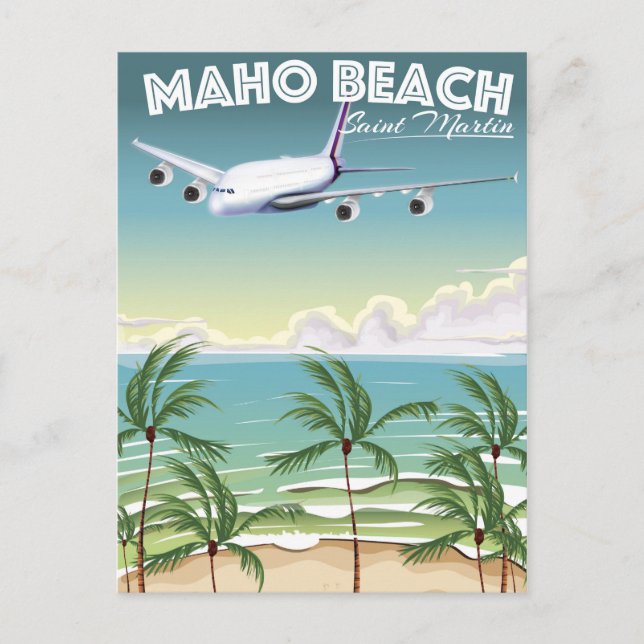 Maho Beach Saint Martin plane poster Postcard (Front)