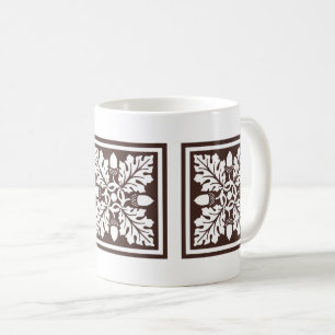 Mahogany Acorn and Leaf Tile Design Coffee Mug