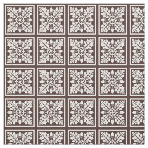 Mahogany Acorn and Leaf Tile Design Fabric