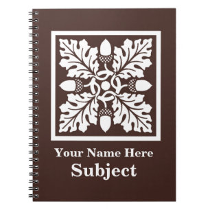 Mahogany Acorn and Leaf Tile Design Notebook