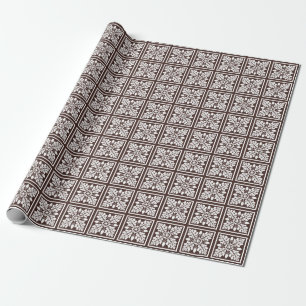 Mahogany Acorn and Leaf Tile Design Wrapping Paper