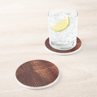 Mahogany Alligator Classic Reptile Leather (Faux) Coaster