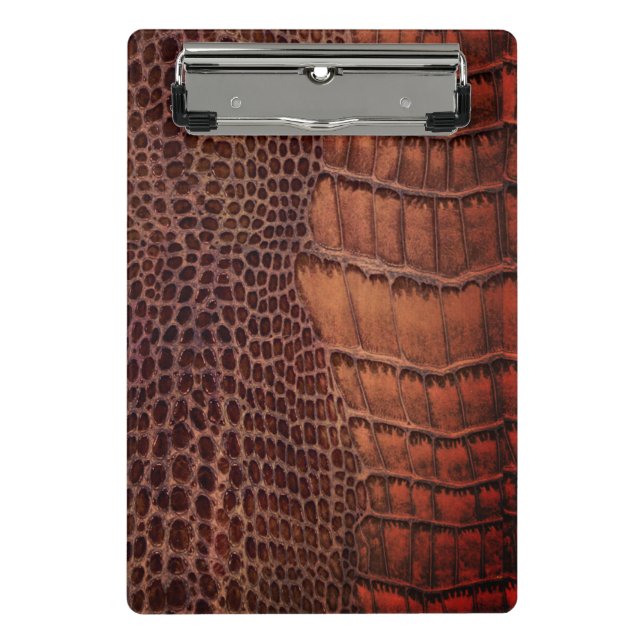 Mahogany Alligator Classic Reptile Leather (Faux) Mini Clipboard (Front)