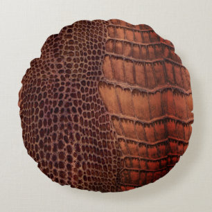 Mahogany Alligator Classic Reptile Leather (Faux) Round Cushion