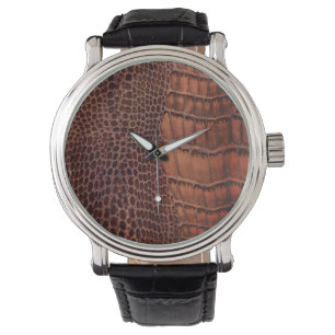Mahogany Alligator Classic Reptile Leather (Faux) Watch