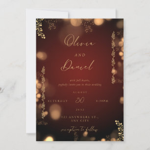 Mahogany Brown Gold Signature Wedding Invitation