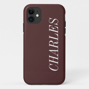 Mahogany Brown Solid Colour Minimalist Name iPhone 11 Case