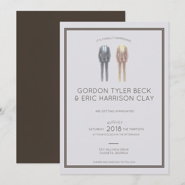 Mahogany Masculine Wedding Invitation (Front/Back)