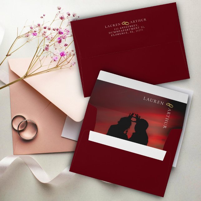 Mahogany Modern Ultra Chic Minimal Photo Wedding  Envelope (Creator Uploaded)