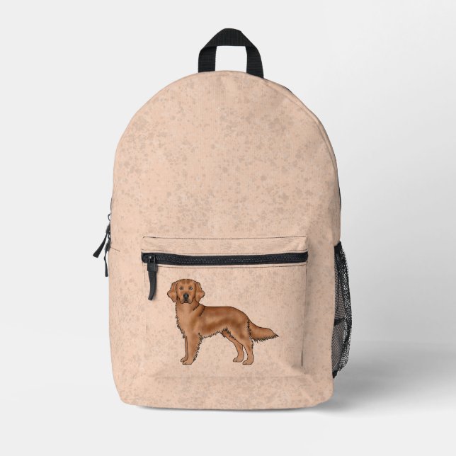 Mahogany Red Golden Retriever Cute Cartoon Dog Printed Backpack (Front)