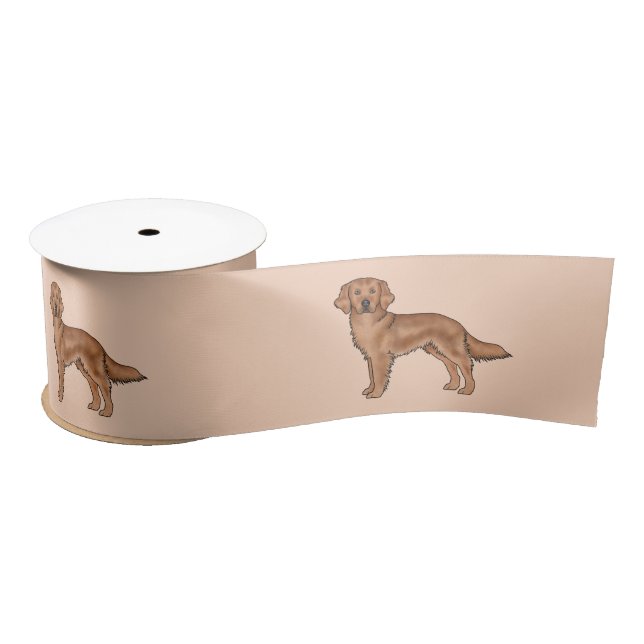 Mahogany Red Golden Retriever Cute Cartoon Dogs Satin Ribbon (Spool)