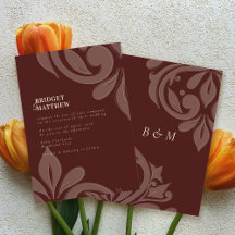 Mahogany Red Tasteful Classic Damask Wedding