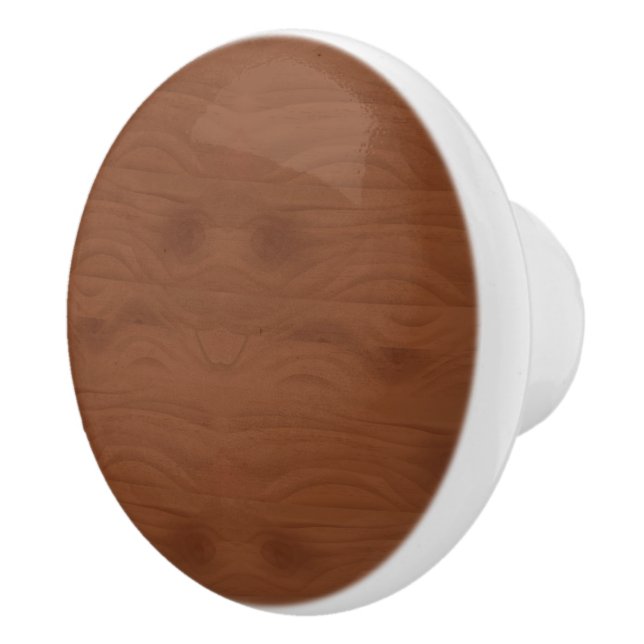 Mahogany Red Wood Grain Illustration Ceramic Knob (Right)