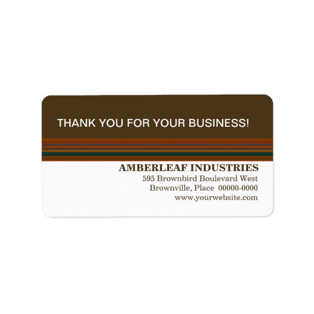 Mahogany Stripes Business Thank You Label (Front)