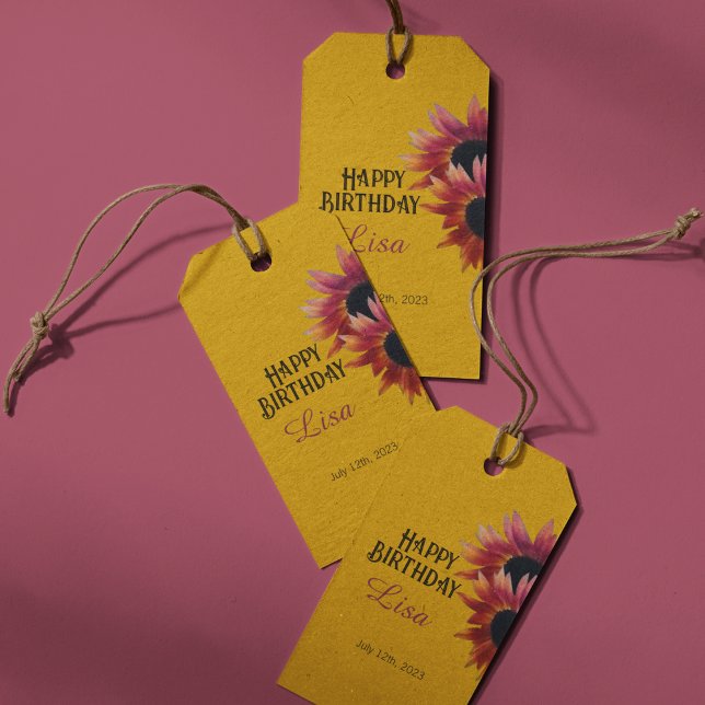 Mahogany Sunflower Birthday  Gift Tags (Creator Uploaded)