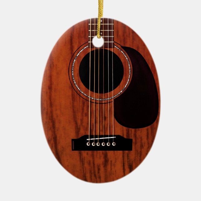 Mahogany Top Acoustic Guitar Ceramic Tree Decoration (Front)