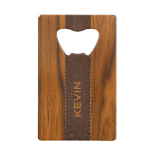 Mahogany Wood And Leather Texture Monogram