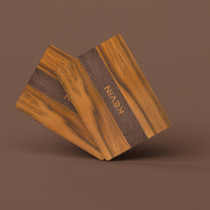 Mahogany Wood And Leather Texture Monogram Playing Cards