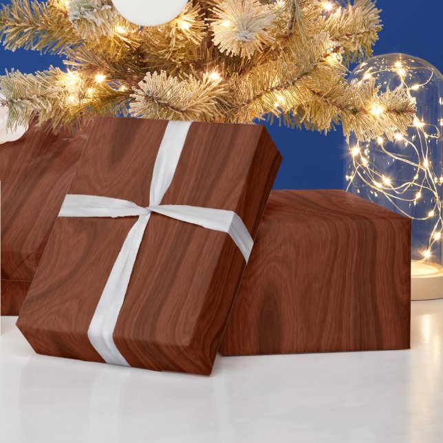 Mahogany Wood Look Woodworker Rustic Chic Wrapping Paper (Holidays)