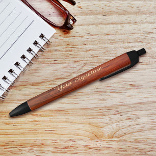 Mahogany Wood Print Signature Black Ink Pen
