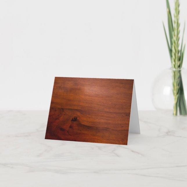Mahogany Wood Surface Thank You Card (Front)