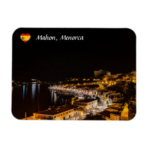 Mahon harbour at night - Menorca, Spain Magnet