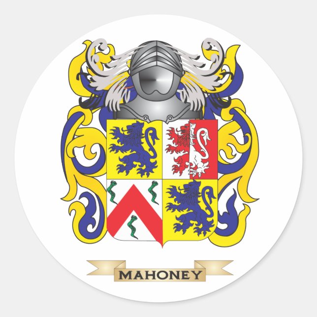 Mahoney Coat of Arms (Family Crest) Classic Round Sticker (Front)