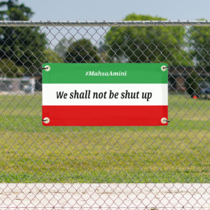 MahsaAmini - We shall not be shut up banner
