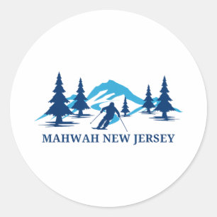 Mahwah new jersey ski resort skiing skier  classic round sticker