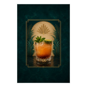Mai Tai Art Deco Poster Bar Art