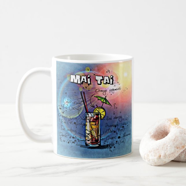 Mai Tai Cocktail (#4 of 12 Drink Recipe Sets) Coffee Mug (With Donut)