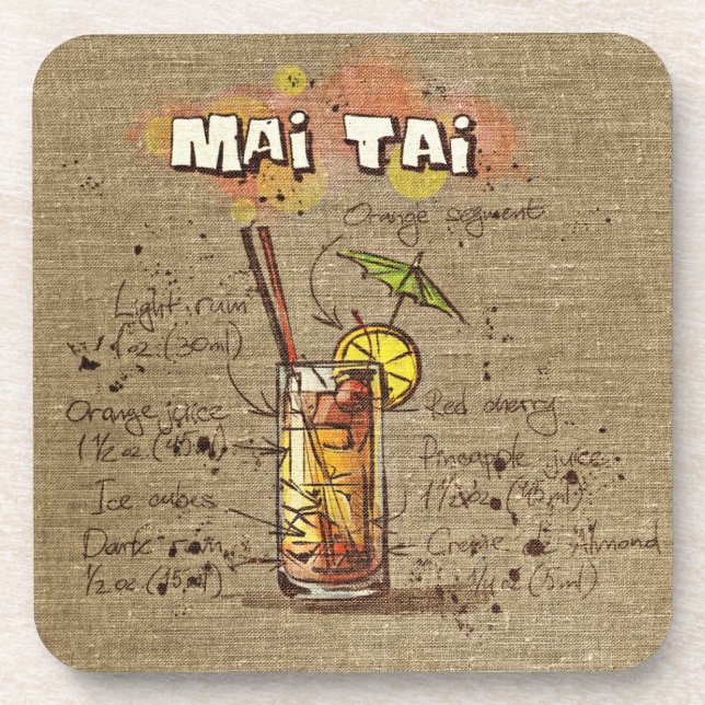 Mai Tai Cocktail Drink Coaster (Front)