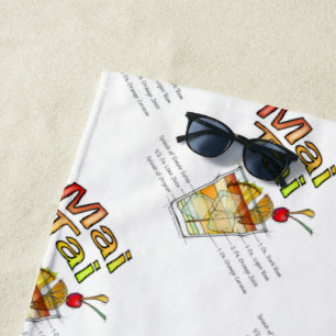 MAI TAI COCKTAIL RECIPE ART BEACH TOWEL