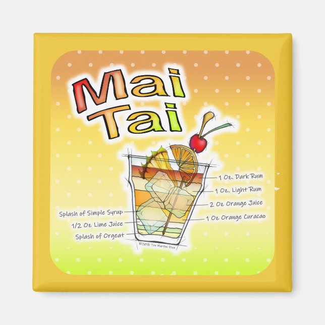 MAI TAI COCKTAIL RECIPE ART MAGNET (Front)