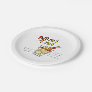 MAI TAI COCKTAIL RECIPE ART PAPER PLATE