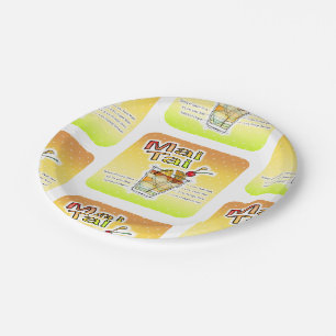 MAI TAI COCKTAIL RECIPE ART PAPER PLATE