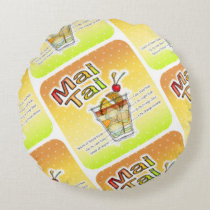 MAI TAI COCKTAIL RECIPE ART ROUND CUSHION