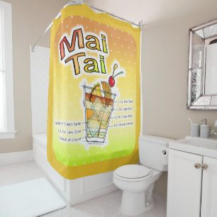 MAI TAI COCKTAIL RECIPE ART SHOWER CURTAIN