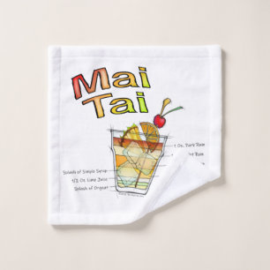 MAI TAI COCKTAIL RECIPE ART WASH CLOTH