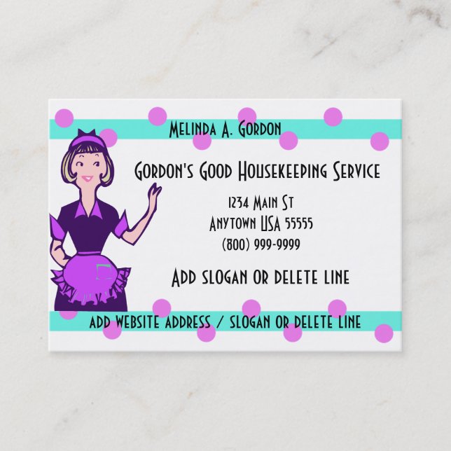 Maid And Cleaning Service Business Cards (Front)
