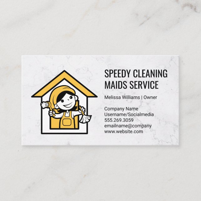 Maid Cleaner Logo Business Card (Front)