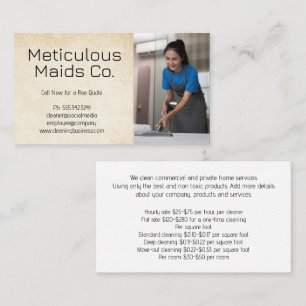 Maid Cleaning Bed Sheets Business Card
