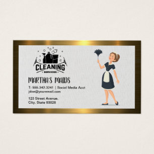 Maid Cleaning Home Cleaner Tools Gold Border