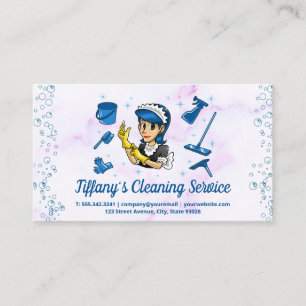 Maid Cleaning Home Services Bubbles Business Card