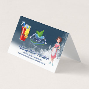 Maid Cleaning House and Cleaning Supplies Business Card